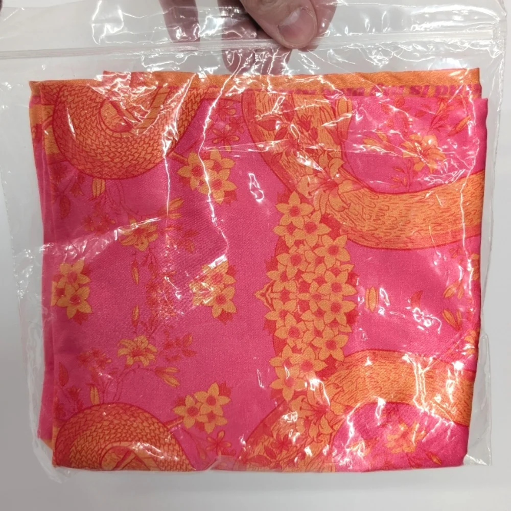 Kitty And Vibe Pink Orange Snake Floral Talia Vibes Silky Square Bandana Scarf